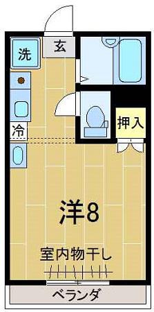 プライム(ワンルーム/1階)の間取り写真
