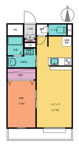 ソシア坂下町(1LDK/1階)の間取り写真