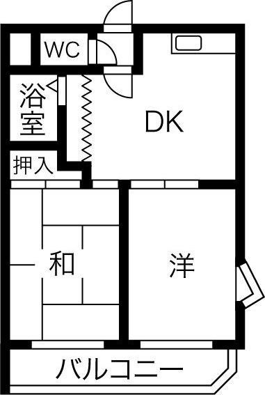 ムーンスターアサノ(2DK/3階)の間取り写真