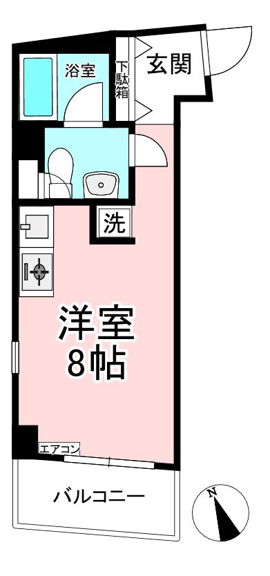 プラーズ三ッ沢(ワンルーム/3階)の間取り写真