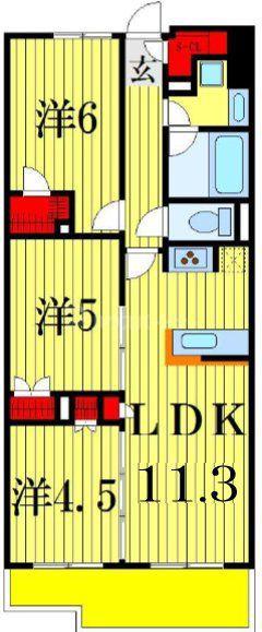 アンビシャス青砥(3LDK/4階)の間取り写真