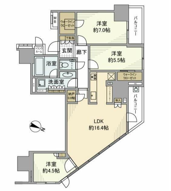 ブランズ横浜(3LDK/12階)の間取り写真
