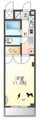プレジデント川中(1K/2階)の間取り写真