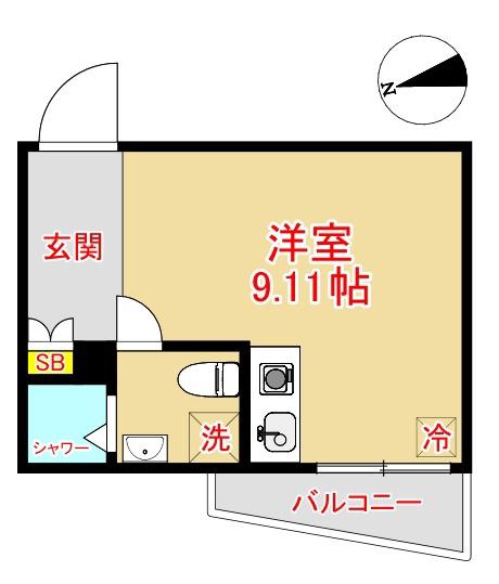 ガレット藤崎南(ワンルーム/3階)の間取り写真