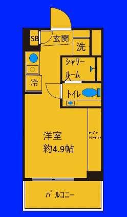 ステラコート横浜白楽(1K/7階)の間取り写真