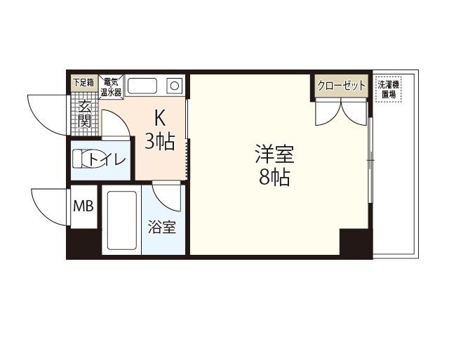 GRACIEUX河原町(1K/3階)の間取り写真