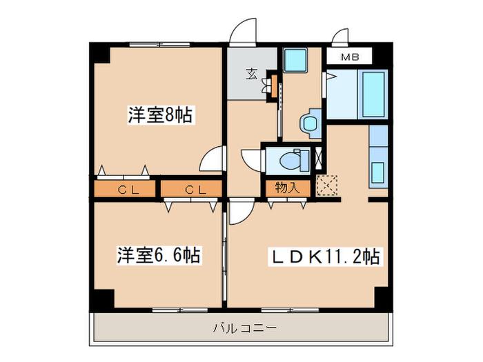 ジェルメ・コムーネ(2LDK/4階)の間取り写真