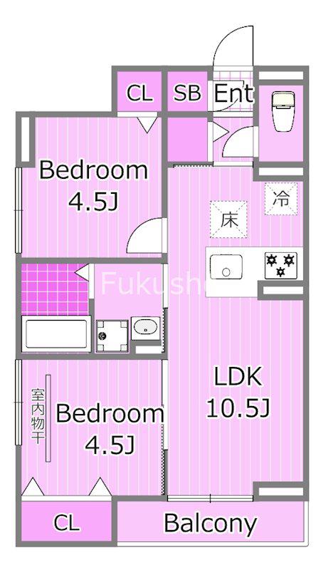 セレスティア西寺尾(2LDK/1階)の間取り写真