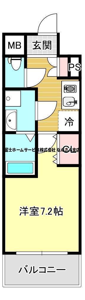 エスリード難波サウス(1K/13階)の間取り写真
