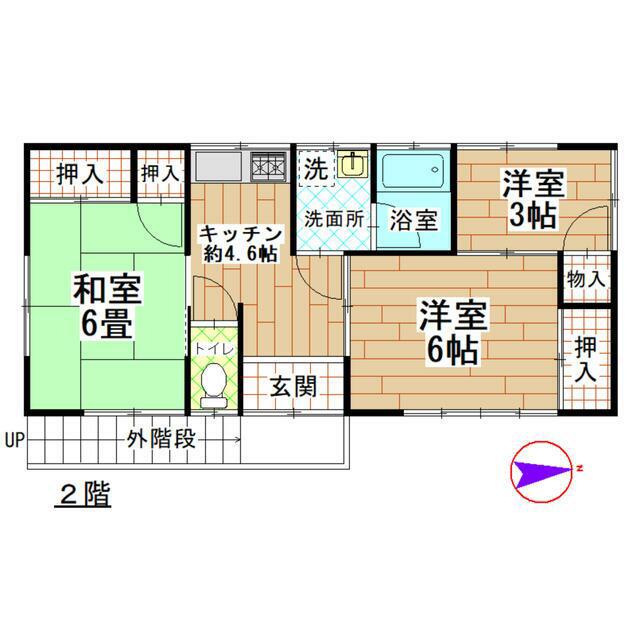 ハイツM(3K/2階)の間取り写真