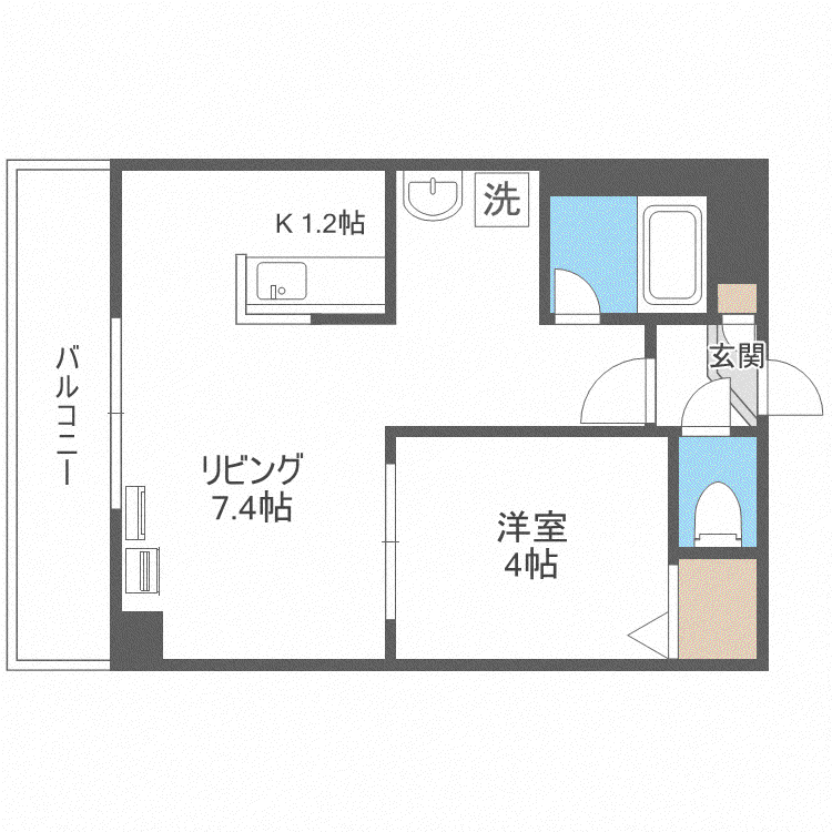 ロイヤルリバー(1LDK/7階)の間取り写真
