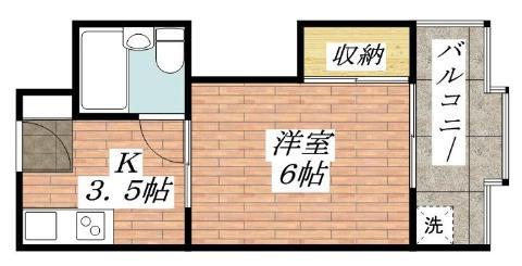 アンフィニィ庄II(1K/3階)の間取り写真