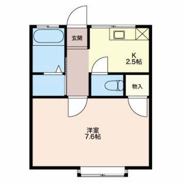 サンリバー今朝白II(1K/1階)の間取り写真