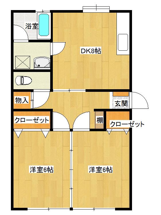 ペアハイツ日の出(2DK/4階)の間取り写真