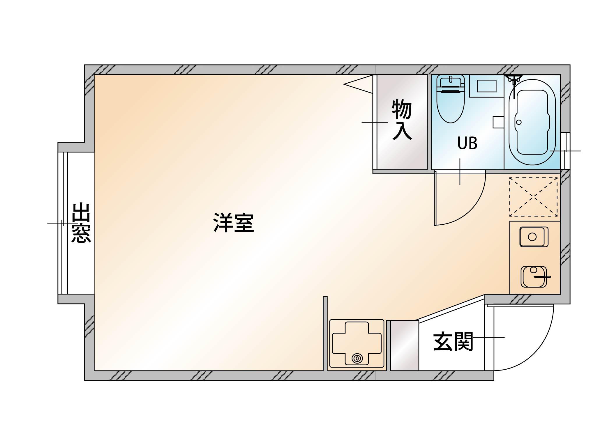 アンビエンテ深沢(ワンルーム/2階)の間取り写真