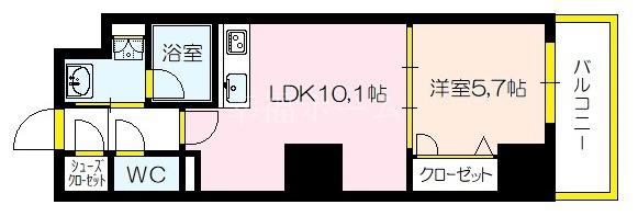 プラシーデンス本町(1LDK/6階)の間取り写真