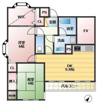 ベルレール小倉台弐番館(2SDK/1階)の間取り写真