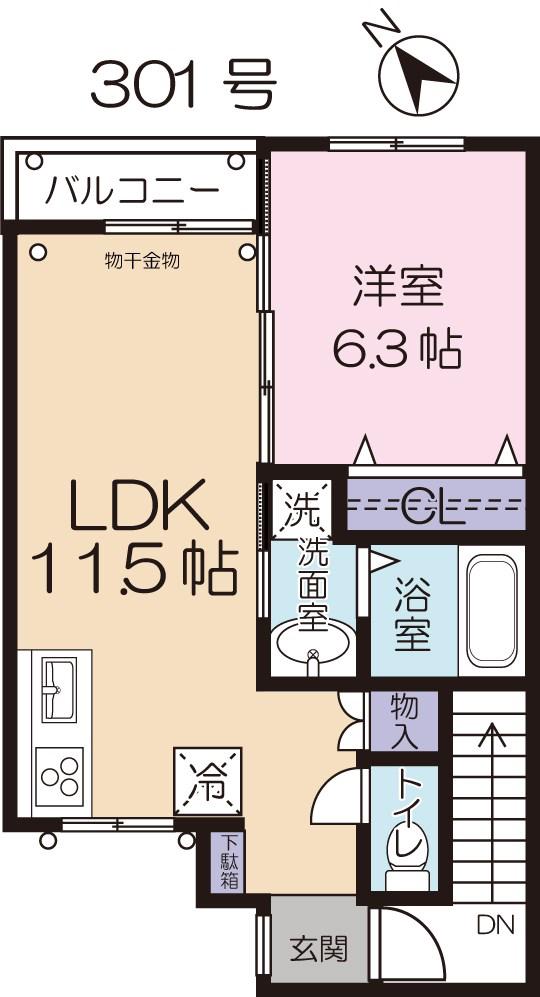 カトルアンジェ(1LDK/3階)の間取り写真