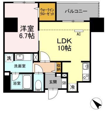 ウィスタリアレジデンス博多(1LDK/9階)の間取り写真