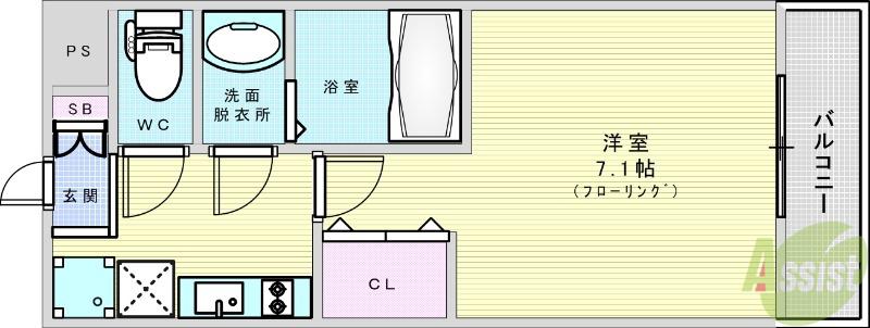KORE・YIELD千里丘(1K/2階)の間取り写真