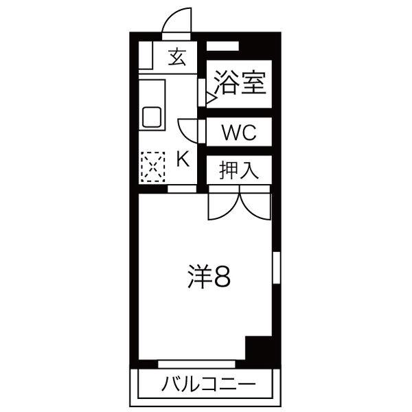 アーバンライフヤマゼン(1K/5階)の間取り写真