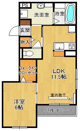 MIYABI2(1LDK/1階)の間取り写真