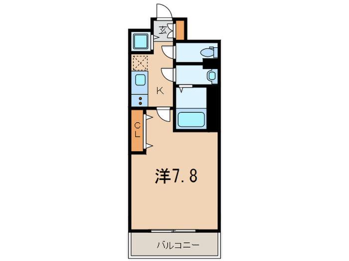 LUXE東灘(1K/4階)の間取り写真