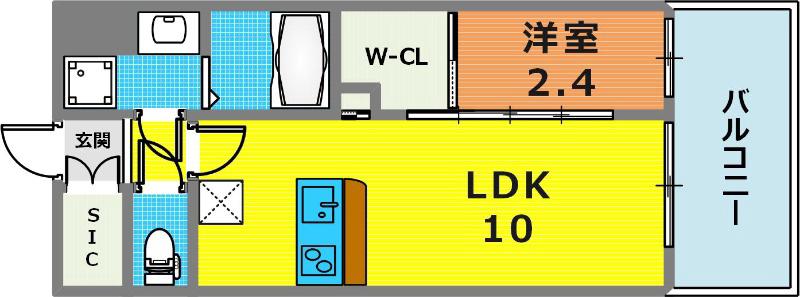 セレニテ西元町アリエ(1LDK/8階)の間取り写真