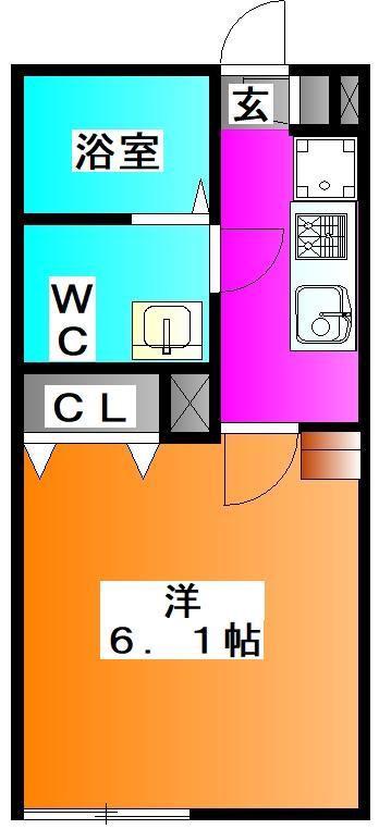 カーサ草加(1K/1階)の間取り写真