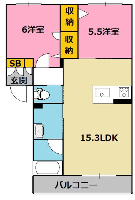SHAMAISONRAC吉身(2LDK/2階)の間取り写真