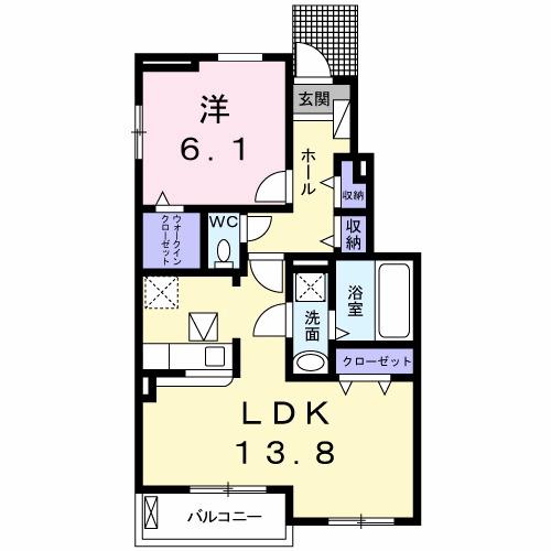 ハイソラーレ III(1LDK/1階)の間取り写真