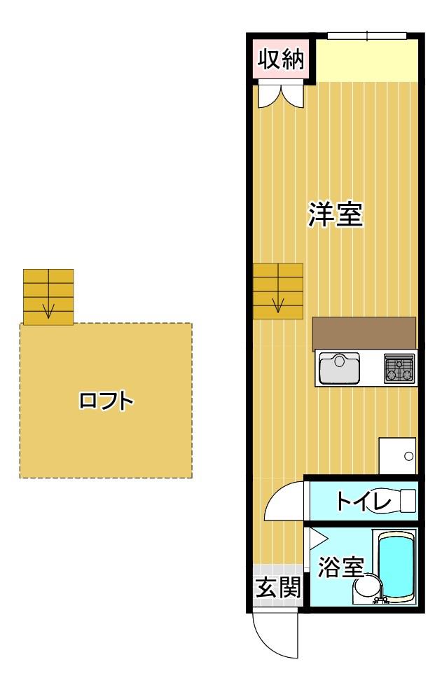 ハイネスイヌイI(ワンルーム/2階)の間取り写真