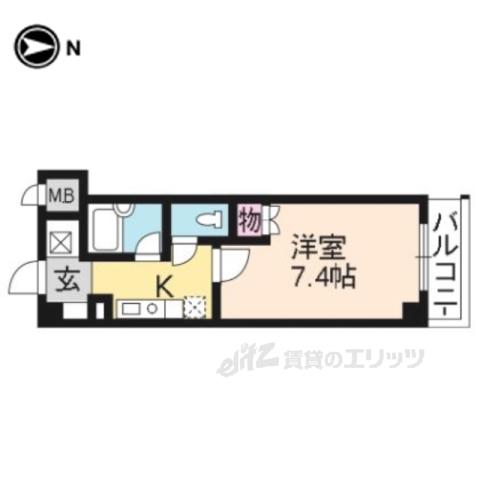 ファリオ四条(1K/2階)の間取り写真