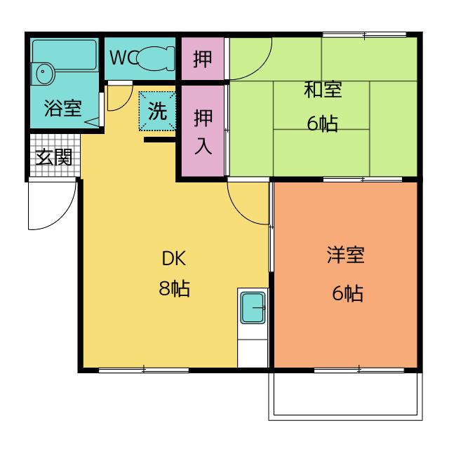 ハイツ後藤 B棟(2LDK/2階)の間取り写真