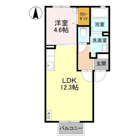 クレシェンテC(1LDK/2階)の間取り写真
