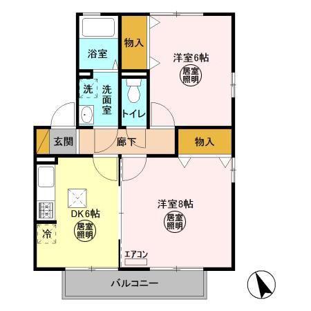 ラ・プランタンC・D C(2DK/1階)の間取り写真