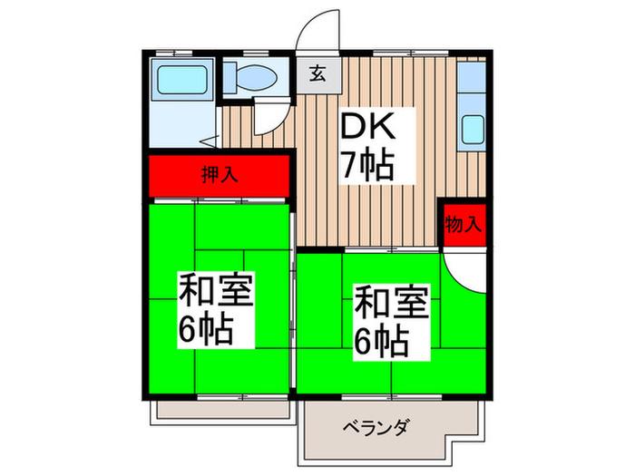 芝ハイツ(2DK/2階)の間取り写真