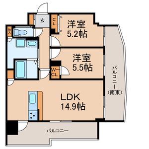 ブリリアントビューセントラルパーク(2LDK/8階)の間取り写真