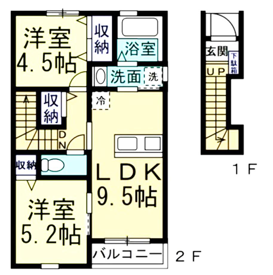 チッタ大野町(2LDK/2階)の間取り写真