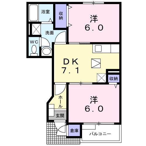 GOOD IMPRESS A(2DK/1階)の間取り写真