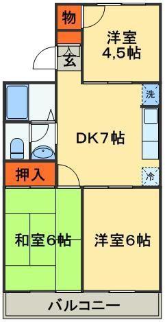 メゾンファミール(3DK/1階)の間取り写真