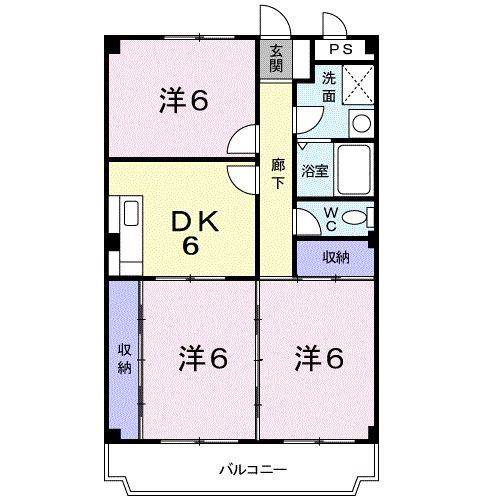 ファミール神明(3DK/3階)の間取り写真
