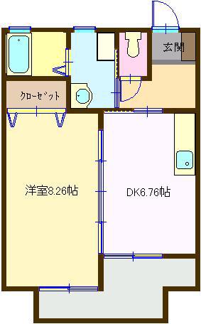 メゾンブルーマジック(1DK/1階)の間取り写真