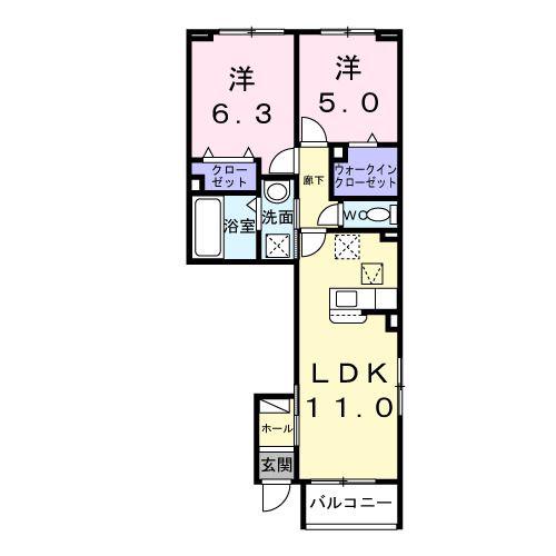 ウィステリアタウンI(2LDK/1階)の間取り写真