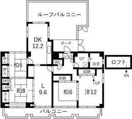 日の出ビル(4LDK/8階)の間取り写真