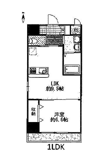 ラ シャンス KANAIKE(1DK/5階)の間取り写真