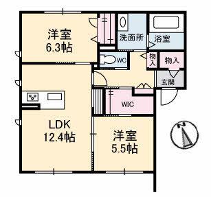 グランマスト ベレオ林町A棟(2LDK/1階)の間取り写真