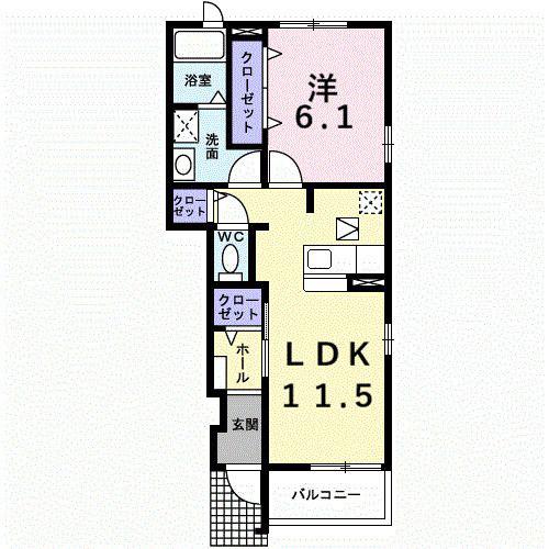プチプランシュA(1LDK/1階)の間取り写真