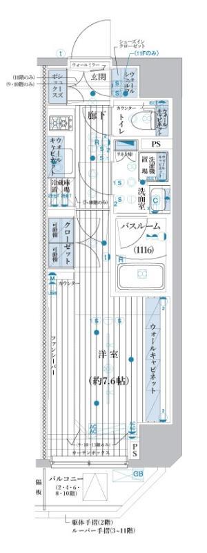 ブライズ池袋(1K/6階)の間取り写真
