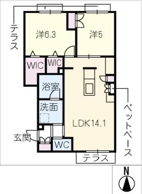 SUN LOIRE(2LDK/1階)の間取り写真